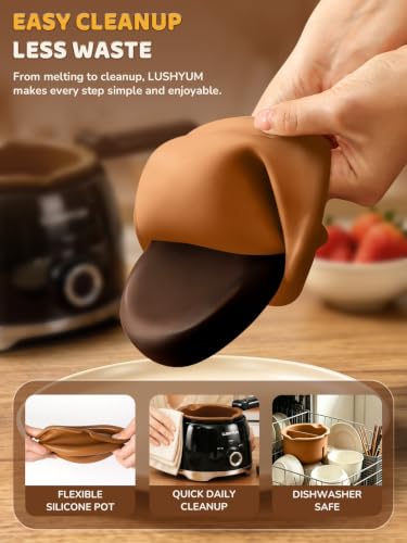 Image of LUSHYUM Electric Chocolate Melting Pot with 2 Insert Pots, 4-Cup Chocolate | Even Heating, Fast Melting, BPA-Free Silicone, Easy Clean, Less Waste, Ideal for Chocolate, Candy Melts, Parties, Fondue