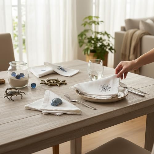 Servilletas de lino blanco cuadradas pack de 4 miniatura 5