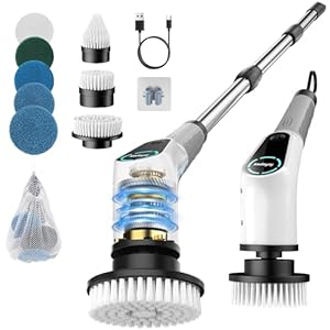 Elektrische Reinigungsbürste, 8 in 1 Electric Cleaning Brush mit austauschbaren Bohrbürstenköpfen, Wanne mopSet, Elektrische Putzbürste mit Verstellbarem Griff für Bad Küche Auto Fußboden