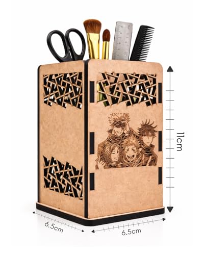 Image of Jujutsu Kaisen Wooden Pen Stand | Anime Pencil Holder for Study Table | Jujutsu Kaisen Desk Accessories