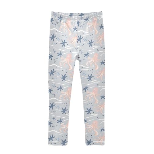 Marine Octopus Starfish Wave Girls Leggings Soft Stretch Workout Yoga Dance Pants for Kids Casual Tights