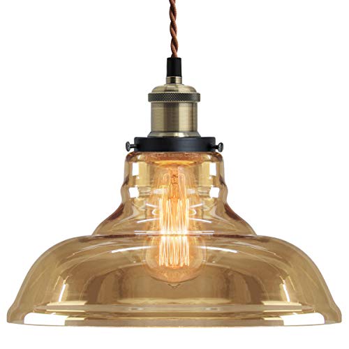 Long Life Lamp Company Modern Vintage Industrial Glass Bowl Pendant Light Shade Smoked Antique Brass Retro Loft Iconic M0-83-F - Image 2