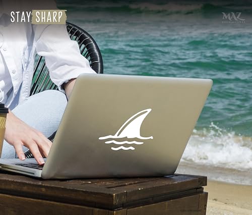 Image of MAZ DISTRIBUTIONS - Shark Fin Sticker - Vinyl Shark Fin Sticker for Car, Truck, SUV, and Van - Indoor and Outdoor Use for Wall - Waterproof Decal for Laptop and Skateboard - MAZ 449 (White)