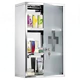 HOMCOM Armoire à Pharmacie Murale à 3 Niveaux en Acier Inoxydable avec Porte verrouillable en Verre avec 2 clés étagères de Rangement Argent