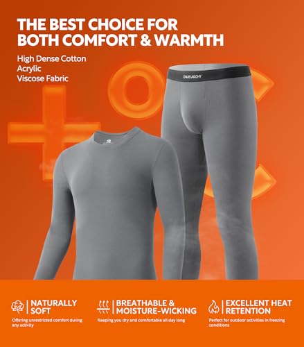 DAVID ARCHY Men’s Lightweight Thermal Underwear Breathable Comfort for Cool Weather, Ideal for Active Use3