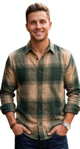 Image of Men's Flannel Plaid Check Full Sleeve Button-Down Shirt