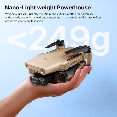 Image of IZI Brephos Mini Nano Drone, Premium Drone with Camera 4K Professional, 48MP Ultra HD Lens, Starlight Night Vision, 3-Axis SteadyFrame Stabilizer, 3000mAh Long Flight, <249g Featherweight, 20km Range