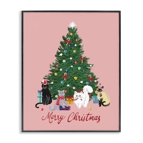 Merry Christmas Holiday Cats, 24 x 30 Inch Framed Giclée Print