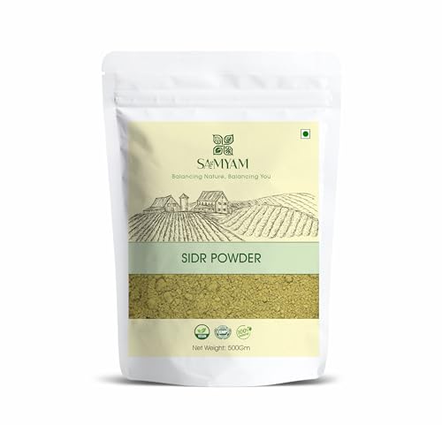 SAMYAM Polvo de Sidr/Azufaifo Natural - Paquete de 500 g | Limpiador natural para cabello y cuerpo, jabón de hierbas