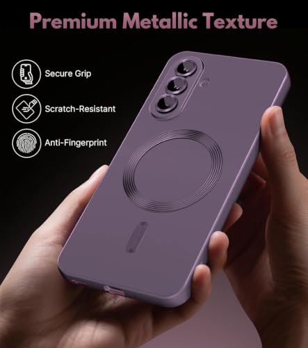 Image of DIZORO Samsung A37 Case, Compatible with MagSafe Back Cover, Matte Luxury Metallic Luster Flexible TPU Wireless Charging Shockproof Case with Camera Protector - Deep