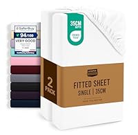 Utopia Bedding Fitted Sheet Single (2 Pack), White - Deep Pocket 14 inch (35 cm) - Oeko Tex Certified - Easy Care - Soft Brushed Microfibre Fabric - Shrinkage and Fade Resistant - Bottom Sheet
