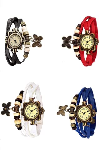 SS Collection White Analogue Dial Butterfly Women’s Watch – Set of 4 Combo
