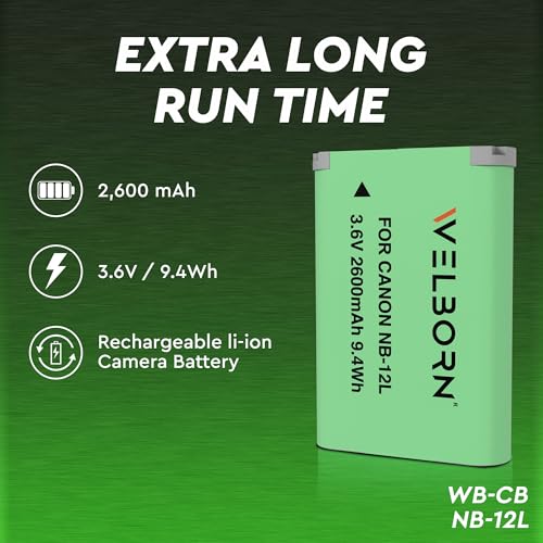 Image of WELBORN NB-12L Battery for Canon Cameras (2600mAh)