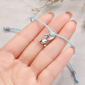 Ursilver Easter Gifts for Girls Stainless Steel Adjustable Bunny Charm Bracelets Cute Bunny Rabbit Friendship Cards Easter Bunny Rabbit Bracelets Easter Gifts for Women Girls Teen Girls Jewelry