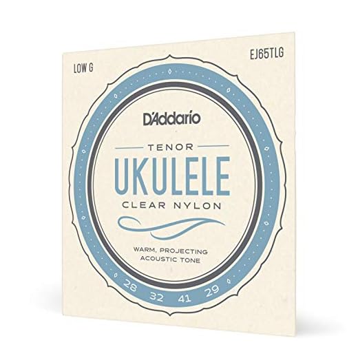 Cuerdas de ukelele tenor D'Addario, nylon transparente, EJ65TLG, sol bajo, juego de 4 cuerdas, paquete de 1