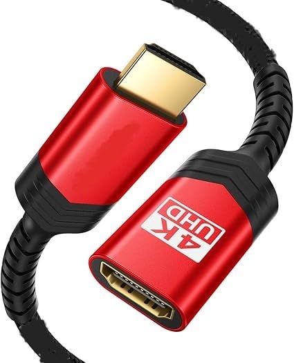 Image of HDMI Extension Cable 4K 60Hz High Speed HDMI Extender Cord Male to Female Connector (HDR HDCP 2.2), Compatible with Roku TV Streaming Stick, Bluray Player, HDTV, Laptop, PC - (1.5meter) Red
