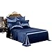 THXSILK Luxury Silk Bed Sheet, Flat Sheet Only, Seamless, 100% 25 Momme Mulberry Silk, Soft and Durable (Navy Blue, Twin)
