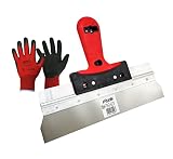 X-tools® Profi Flächenspachtel Edelstahl [ 300mm breit ] Fassadenspachtel | Breitspachtel Softgriff | Trockenbau Fugenspachtel Rostfrei | Wandspachtel Werkzeug | Glätten von Putz und Spachtel