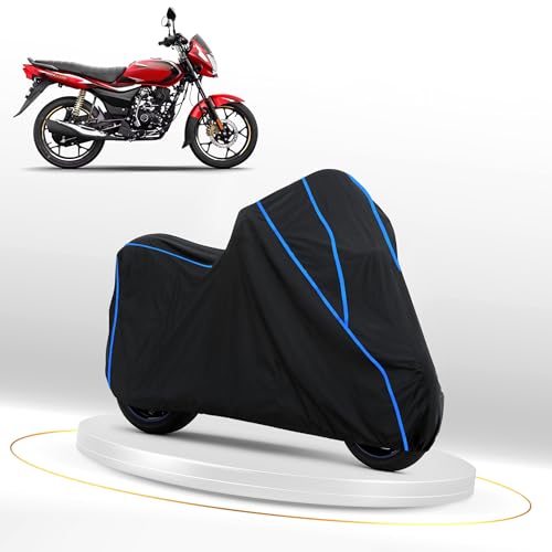 Image of Waterproof Bike Cover for Bajaj Platina | Heavy Duty Polyester | All-Weather, Dustproof, UV Protection | Triple Stitched Elastic Hem, Snug Fit Black