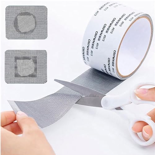 Image of Waterproof adhesive mesh tape for repairing window screens, doors, mosquito nets-strong, flexible mesh patch to fix holes and tears.