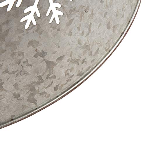 Glitzhome Snowflake Diecut Galvanized Tree Collar Metal Tree Skirt For Christmas Decor 21 Inch D thumb #7