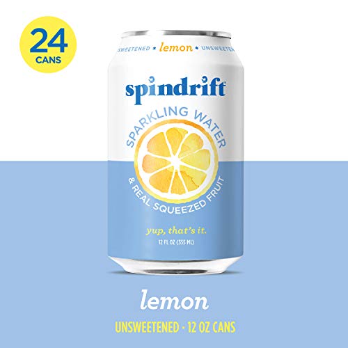 Spindrift Sparkling Water, Lemon Flavored, Made with Real Squeezed Fruit, 12 Fl Oz