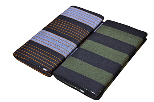Image of RETRO 100% Pure Cotton Striped Design Lungi For Men (2.00 Meters - 2.25 Meters - 2.50 Meters) Stitched Unstitched Available
