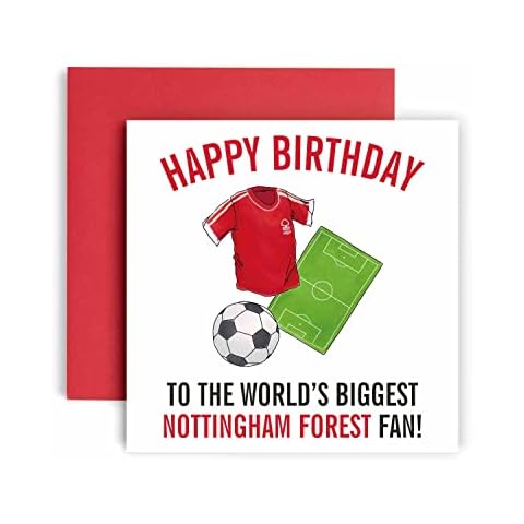 Huxters Football Cards for Nottingham Forest Fans - Happy Birthday Card for Dad, Husband, Grandad, Brother, Son - Men Birthday Card for him - Football Themed Illustrations 14.8cm (Nottingham Forest) Cover
