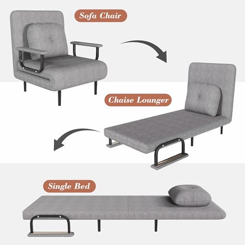 Sillón convertible plegable gris miniatura 4