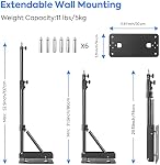 Wall Mount Triangle Boom Arm, 51inch/130cm Adjustable Ring Light Wall Mounted Support 180º Rotation Save Space for Photography Studio Light, Strobe Flash, Softbox, Umbrella