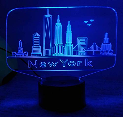KJsdaADSA Illusion Optique 3D New York Nuit Lampe Art Déco Lampe Lumières LED Décoration Lampes...