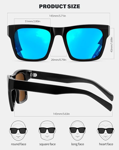 Image of Joopin Acetate Square Sunglasses Men Polarized UV400 Protection Trendy Oversized Sun Glasses Retro Shades Women