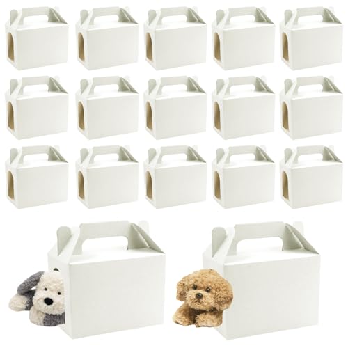 Boîtes à dragées en papier kraft blanc pliables à fenêtres pour emballage cadeau chien x24