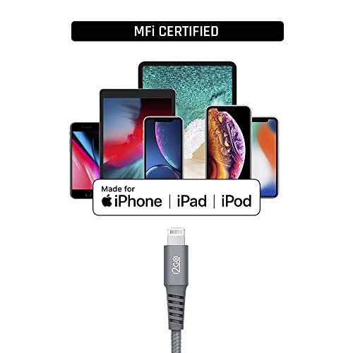 Cabo IPhone/Lightning + USB-C I2GO Certificado MFi 2m 3A Nylon Trançado Chumbo - I2GO PRO