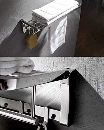 Accessoire serviette double pôle 60cm rangement mural salle de douche et bain