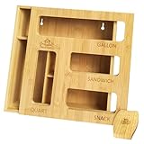 Bamboo Bag Storage Organizer for Kitchen Drawer – Expandable Drawer Organizer Compatible with Gallon, Quart, Sandwich, and Snack Bags – Versatile Storage Solution for Plastic Bags