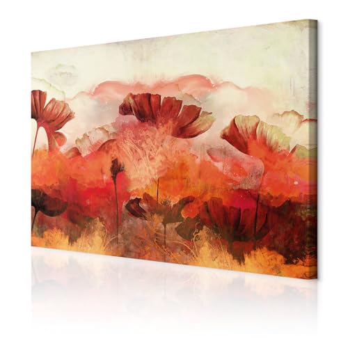 decomonkey - Impression sur Toile Intissé Coquelicot 120x80 1 Pièce - Tableau Décoration Appartement Cadre en Bois Déco Salon Peinture sur Toile Maison...