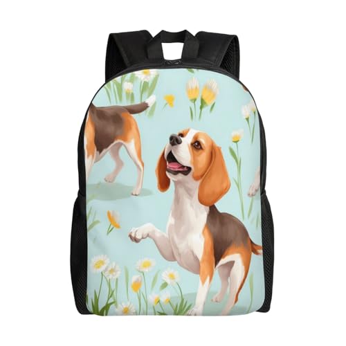 Comfort Fit Unisex Beagle Daisies Meadow Backpack Durable for Daily Commute & Travel Adventures 16 Inch