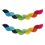 Minsoda Banner Garland Fan-Shaped, Rainbow Colors Wall Decor Party Decorations for Birthday Wedding College Nurse Graduation Holiday New Year, Festive Supplies