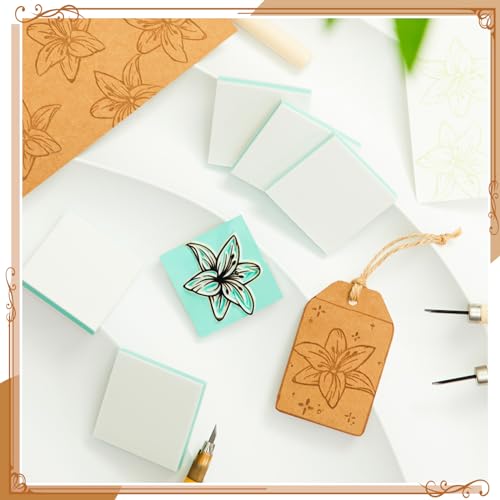 Image of Frienda 1 Pcs 2 inch x 2 inch Rubber Carving Blocks Linoleum Blocks for Printmaking, Stamp Making, DIY Crafting, Scrapbook, Painting, Soft and Easy to Carve (White Green)