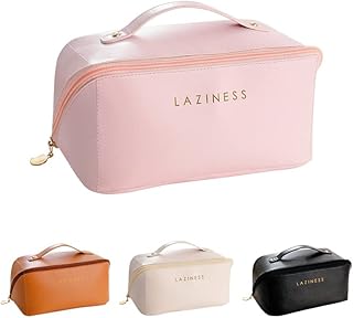 ELCM Portable Makeup Bag Cosmetic Bag, Large Capacity Travel Toiletry Bag Make Up Bag Case Organiser Storage Pouch with Handle and Divider, Multifunction Toiletry Bags for Women Girls