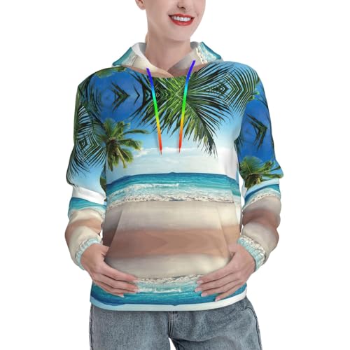 Sweat à capuche femme imprimé palmier tropical haut de gamme