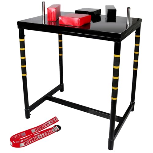 SYNTECSO Professional Arm Wrestling Battle Table Arm Wrestling Table with Detachable Wrist Force Elbow Pads for Gym Club Sports Fields Homes (Black)
