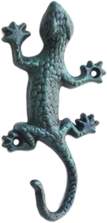 1pc Gecko Decor Wall Hook Iron Hook for Home and Garden Creative Hanging Hanger with Screws Unique Gecko Shape for Coats Bags Hats Clothes