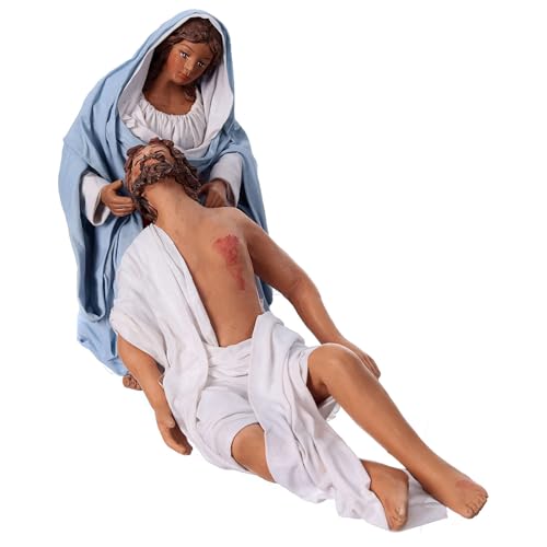 Holyart Pietà for 24 cm Neapolitan Easter Creche, set of 2, terracotta
