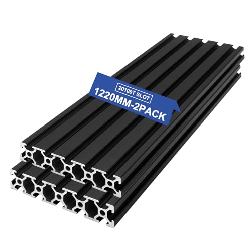 SeekLiny 2PCS T Slot 20100 Aluminum Extrusion European Standard 1220mm(48inch) Length Anodized Extruded Aluminum for CNC DIY 10D Printer and Industrial Bracket Making Black