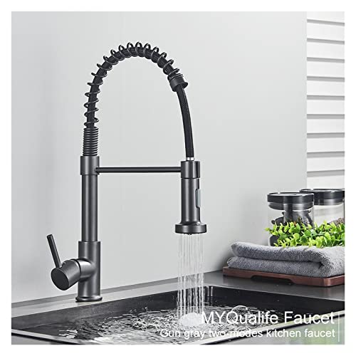 Robinet d'évier de cuisine gris argenté mitigeur eau chaude froide - 5