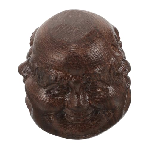 HOLIDYOYO Adorno Tallado en Madera Estatua decoración Espiritual decoración de Oro Tabletop decoración Escritorio Manualidades Madera Talla de artesanía Escultura de Cabeza de Buda de Madera