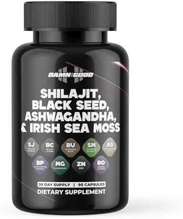 DAMN GOOD Maximum Vitality Organic Shilajit Gummies – Men’s Daily Energy & Stamina Booster – Sharper Focus & Strength w/Ashwagandha for Men – Cellular Energy & Performance Supplement – 30 Count