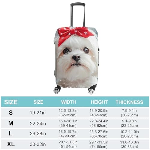 Awaiting Christmas with Maltese Travel Luggage Cover for Suitcase 19-32 Inches Elastic Washable Baggage Protector2